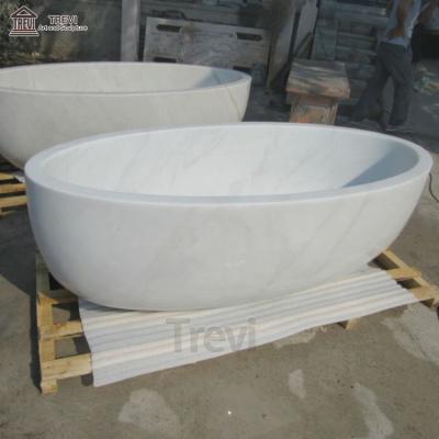 China Custom Made Freestanding Natural Marble Soaking Stone Bathtub Viable Bathroom In Stock for sale