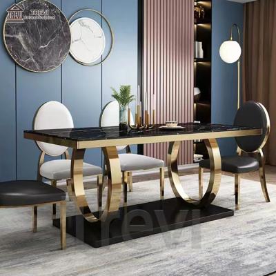 China Modern Luxury House Living Decoration Countertop Marble Dining Table for sale