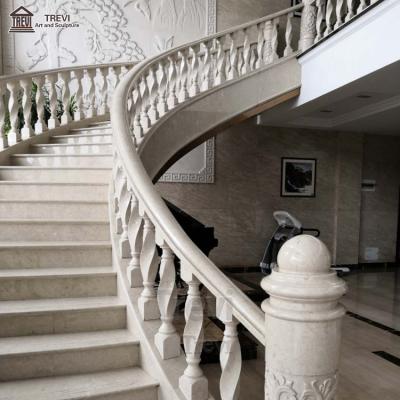 China Indoor and Outddor Traditional Beige Natural Stone Granite Decorative Marble Stair Tread Railing Tiles Treads for sale