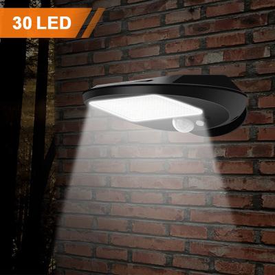 China ABS PC Aluminum LED Road Lights Solar Powered Outdoor PIR Motion Sensor 30 LED Street Light Shield Wall Light IP65 for sale