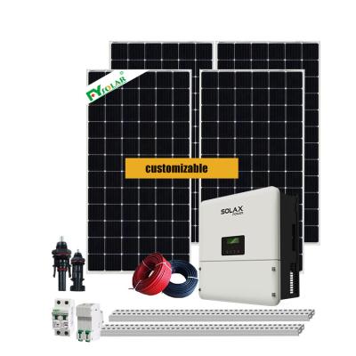 China Home Solar Panel System On Grid 5000w 4kw 5kw 6kw 8kw Solar Panel Kit Set Complete 5kw Solar Power System for sale