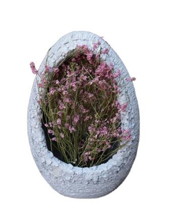 China Custom Modern Fiberglass Drain Hole Statue Planter Decor Light Weight Modern Outdoor Planter With Soft Curves for sale