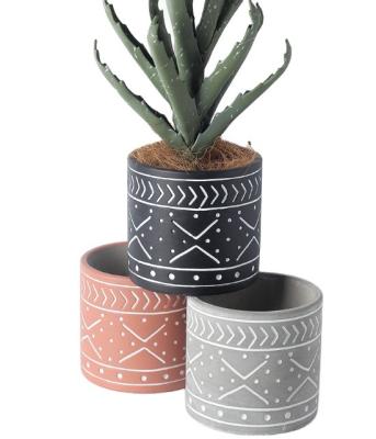 China Style Gray Cement Flower Vintage Drain Hole Pots With Drain Holes Rustic Cement Planter Pots For Succulents Plants for sale