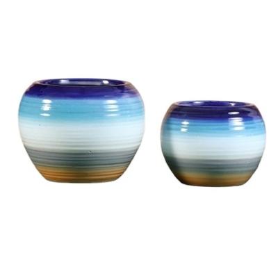 China Stripe desktop flower pot of pottery minimalist circular colorful ceramic vases vases for wedding vase decoration for sale