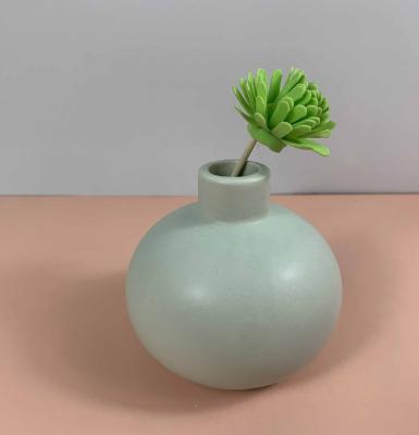 China Contemporary Home Decor Art Vase Morandi Color Small Bottleneck Vase Small Matte Glazed Ceramic Flower Vases Low Ball Vase for sale