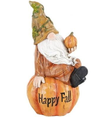 China Custom Garden Autumn Resin Dwarf Elf Europe Autumn Gnome Thanksgiving Gnome Statue Statue for Outdoor Halloween Thanksgiving for sale