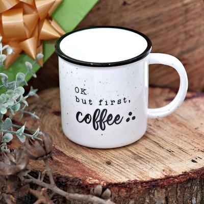 China Custom Stocked Logo Ceramic Mug Campfire Ceramic Mugs For Coffee Drinking Candle Jar Holder for sale