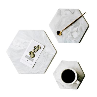 China Viable Manufacturers Wholesale Easy Clean Nordic Style Marble Style Wind Good Price Ceramic Coaster for sale