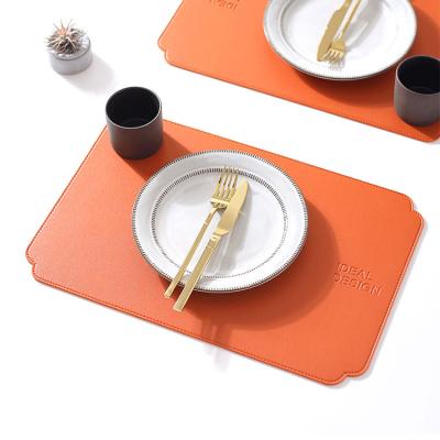 China Durable Light Luxury Nordic Style OEM Custom Waterproof To Thicken Heat Resistant Genuine Leather Western Place Mats for sale