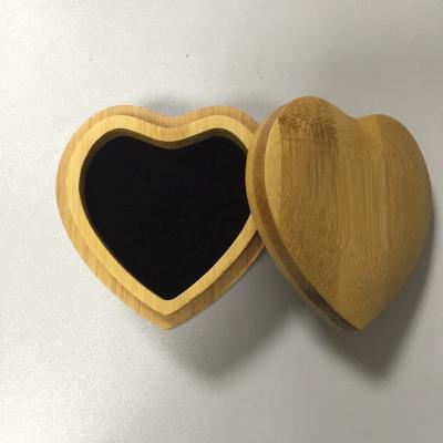 China Handmade Heart Shaped Bamboo Walnut Box Jewelry Gift Box China Wooden Ring Box With Black Lining for sale