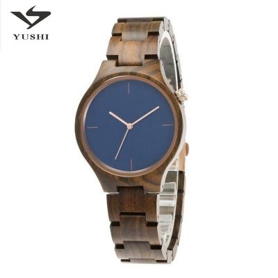 China Wholesale High Quality Hand Made Water Resistant Ebony Wood Band Watches With Private Label for sale