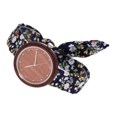 China Fashion Design Non-Specific Wholesale Women Watches Cloth Strap Quartz Wood Wrist Watches for sale