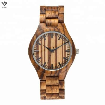 China Wholesale 2021 YUSHI Japan Custom Quartz Movement Non-Specific Logo Wood Strap All Zebrawood Watch For Unisex for sale