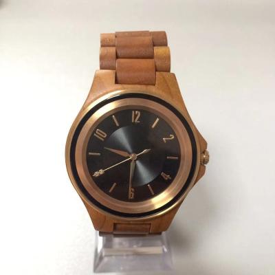 China Wholesale Quartz Movement Water Resistant Japan Logo OEM Rose Gold Steel Cherry Wood Unisex Handmade Custom Watch for sale