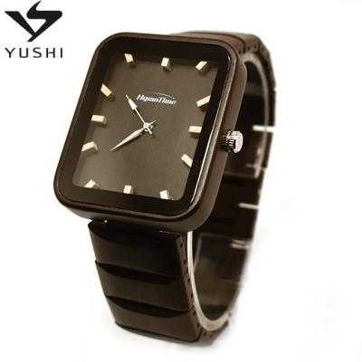 China 2020 Newest Design Newest Design Unspecific Unisex Solid Wood Face Black Sandal Wooden Watch for sale