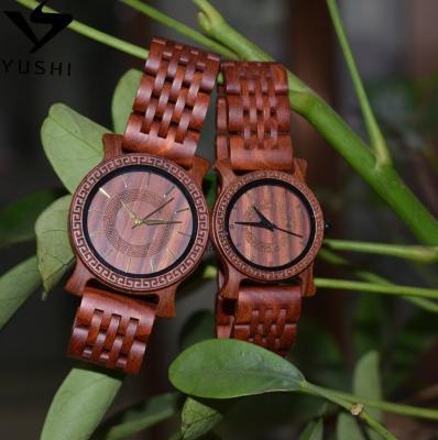 China Water Resistant YUSHI Unisex Wooden Couple Watches Wooden Watch Gift To Her for sale