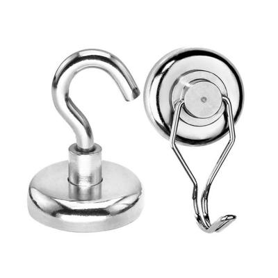 China Industrial Magnet Industrial Hooks Heavy Duty Hanging Plants Magnet Hanger Neodymium Magnets Large Strong Round Fridge Magnetic Hooks for sale