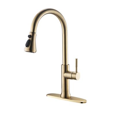 China Thermostatic Faucets Classic Cheap Rose Kitchen Sink Faucet Gold Colorized High Arc Pull Out Kitchen Faucet for sale