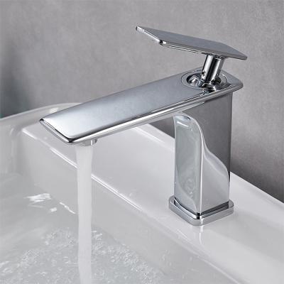 China Metered Faucets Streamlined Design Series Unique Natural Square Single Lever Hot and Cold Mixer Tap Bathroom Basin Faucets for sale