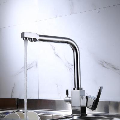 China Modern Thermostatic Faucets Hot Selling Custom Cheap Brass Double Handle Kitchen Sink Faucet for sale