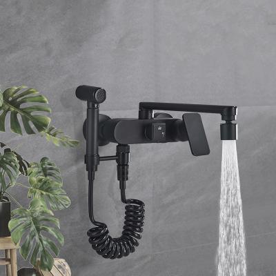 China Without Slide Bar Modern Wall Mounted Brass Black Single Handle Bathroom Shower Faucet for sale