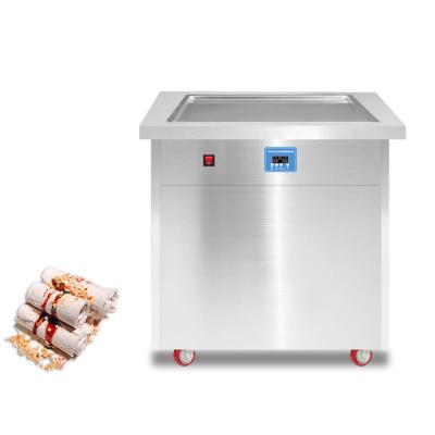 China Snack Factory Food Thailand Rolled Pan Hard Stir Fry Ice Cream Commercial Machine, Ganda de Panci Goreng es Krim Mesin for sale