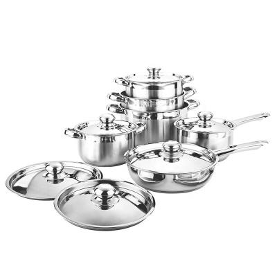 China Sustainable Kitchen Capsule Bottom Pan 12 Pcs Stainless Steel Cookware Set With Lids for sale