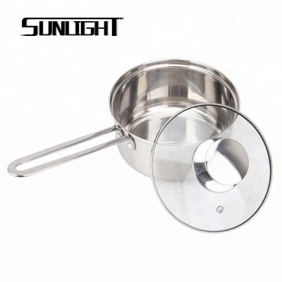 China SUS 201 Stainless Steel Sustainable Sauce Pan Capsule Bottom Milk Pot With Lid for sale