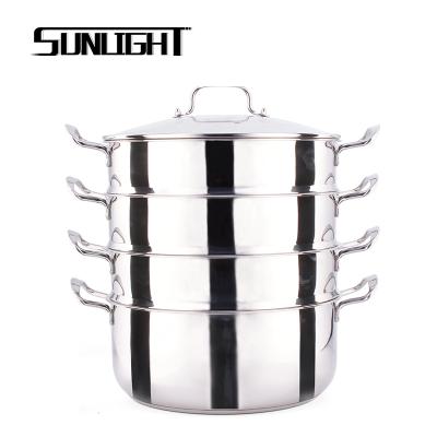 China Cooking Food and Steaming 4 Layers Stainless Steel Food Warmer Pot Large Stainless Steel Steamer Pot for sale