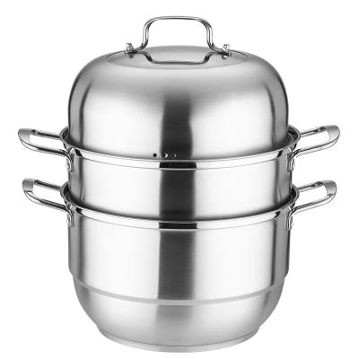 China 28cm / 30cm Sustainable Three Layers Food Steamer Cooking Pot Cookware With Handles for sale