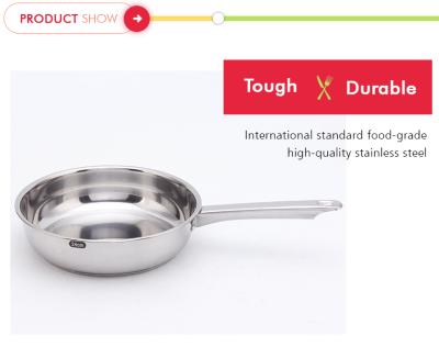 China Factory Sustainable Direct Stainless Steel Induction Bottom Frying Pan With Steel Lid for sale