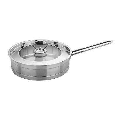 China Sustainable Chinese Cookware Induction Bottom Stainless Steel Frying Pan With Glass Lid for sale