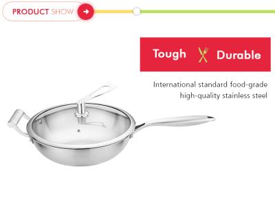 China Sustainable china supplier 3 ply stainless steel non stick induction pan with glass lid for sale