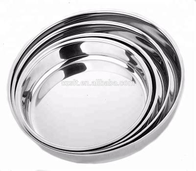 China Sustainable Thailand Round Stainless Steel Tray With Capsule Bottom for sale