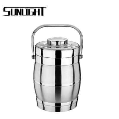 China Sustainable 2L Stainless Steel Thermos Hot Food Storage Flask With 2 Dish Plates for sale