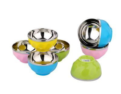 China Sustainable Colored Interior Wholesale Plastic Shell Stainless Steel Mixing Bowls for sale