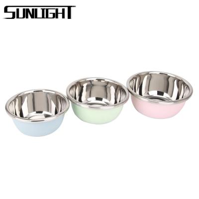 China Europe Sustainable Style Multi Color Mixing Bowls Set Large 201 Stainless Steel Soup Bowl With 3 Pieces for sale