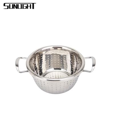 China Sustainable Stainless Steel Kitchen Fruit Rice Sieve Basket with Colanders and Handles Strainers Washing Vegetable and Fruit, Washing Rice for sale