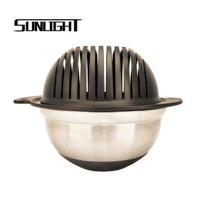 China Stock 304 Stainless Steel Food Bowl With Silicone Bottom Plastic Divider For Cutting Fruits And Vegetables for sale