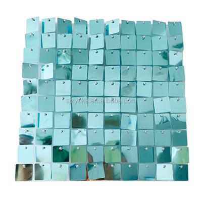 China Snap for USA 50 Piece Clear Wall Panel Package Wedding Events Backdrop Teal Green Shimmer Sequin Panels for sale