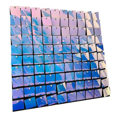 China Iridescent Light Blue Wall Flash Wedding Backdrop Decoration Shimmer Sequin Panels High Quality for sale