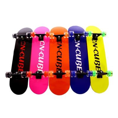 China Adult Short Board Adult Skateboard Child Skateboard Beginner Board Scooter Solid Color Outdoor Four Wheel Surface for sale