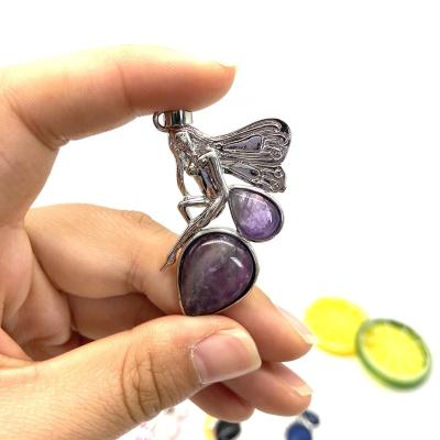 China Natural Gemstone Crystal Amethyst Obsidian Fairy Necklace DIY Gemstone Jewelry From Europe For Sale for sale