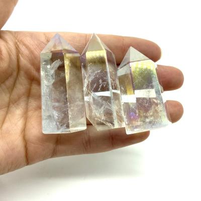 China Europe Good Price Electroplate Angle Aura Quartz Point Polishing Stone For Home Decoration for sale