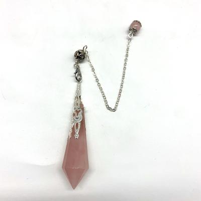 China Brand New Dark Pink Rose Quartz Pendulum Crystal Polished Crystal Natural Pendant for Healing for sale