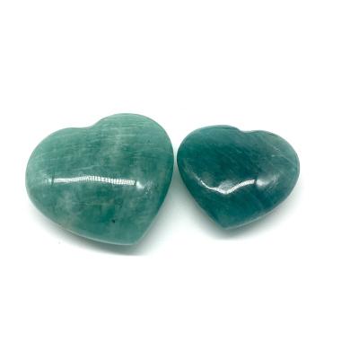 China China High Level Bright Blue Stone Amazonite Polishing Heart For Home Decoration for sale