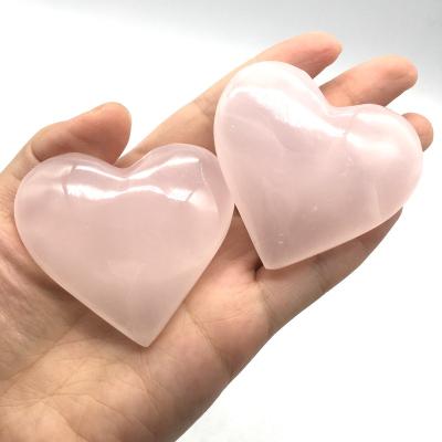 China China Wholesale Pink Heart Crystal Carving Crafts Healing Calcite For Gift for sale