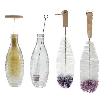 China Viable Hot Sale On Amazon Bubble Wood Handle Water Bottle Nylon Soda Brushes For Glass Wash Bottles for sale