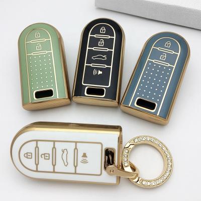 China Luxury Car Key Cover Case Gold Edge Plating 2 3 4 Button Car Key Cover Holder Protector Accessories For Toyota Rush Daihatsu Tanto Perodua for sale