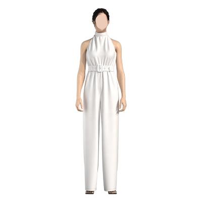 China Sleeveless Pants Women's Overalls Sexy Straight Breathable Solid White Women's Sleeveless Pants Custom Cheap Overalls for sale